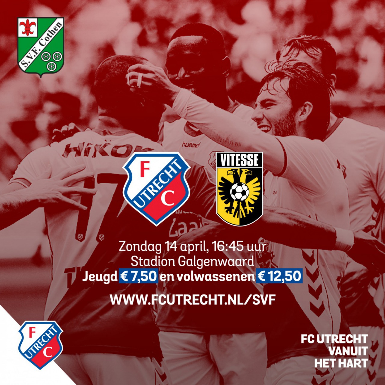 FC Utrecht – Vitesse, 14 april om 16:45 uur in Stadion Galgenwaard.