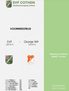 Voorwedstrijd SVF JO10-1 – Oranje Wit JO10-1