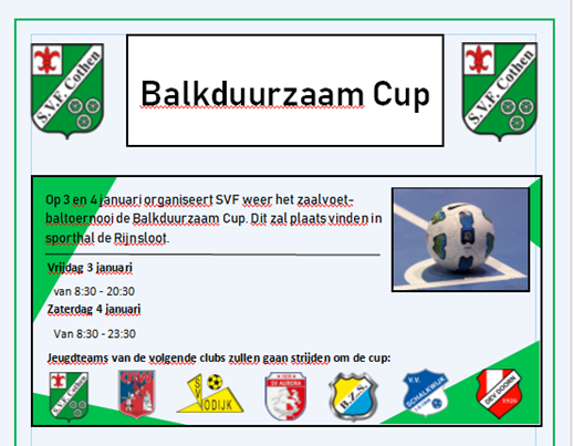 Zaalvoetbal: ‘Balk Duurzaam Cup 2020’