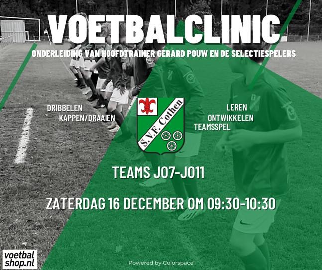 Voetbalclinic voor JO7 tot JO11