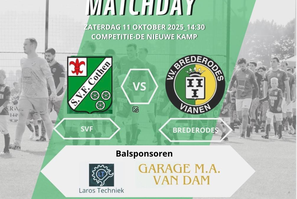 Zaterdag 11 oktober 2025: SVF – Brederodes 14:30u