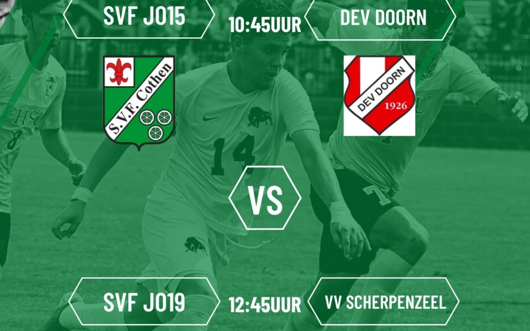 Zaterdag 13 december: SVF JO 15-1 en JO 19-1 spelen thuis