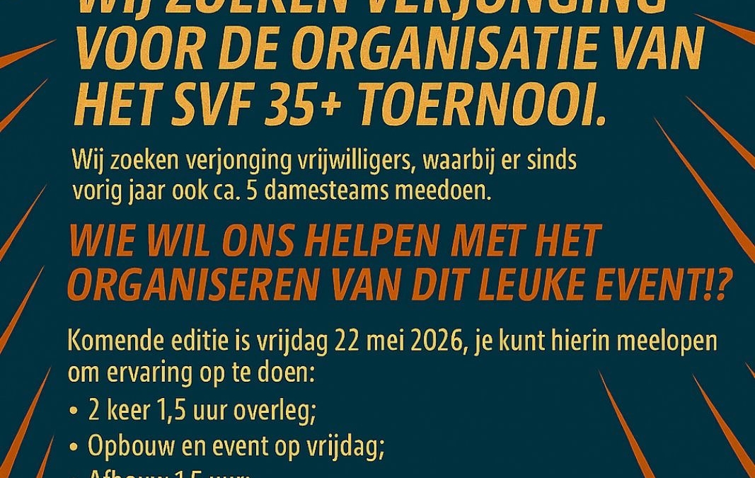 Oproep verjonging organisatie 35+ toernooi