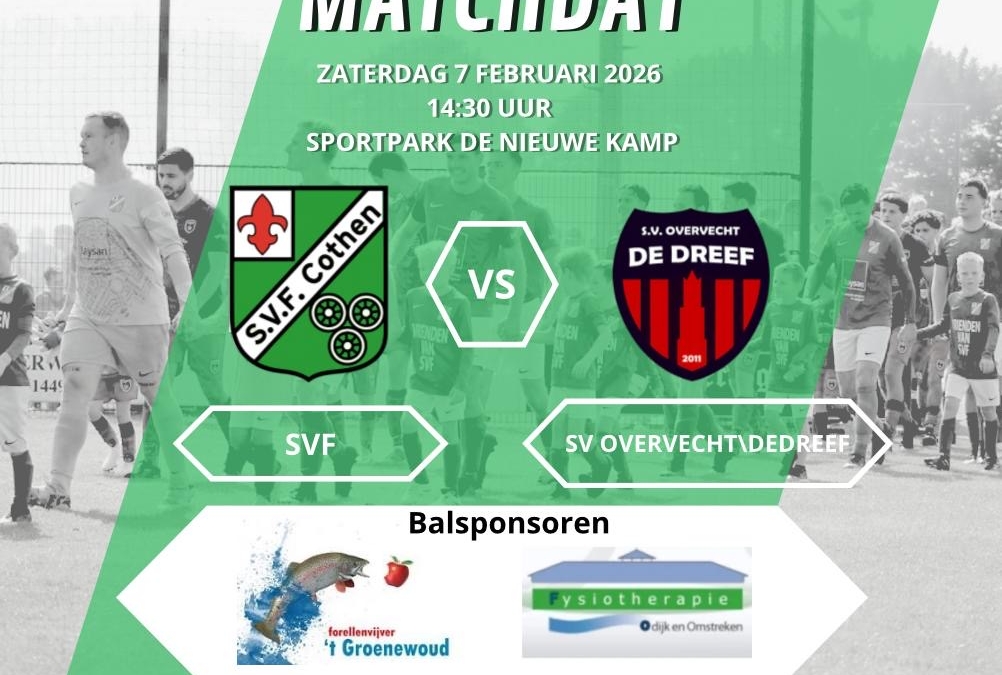 Zaterdag 7 februari 14:30u SVF – SV OVERVECHT/DE DREEF