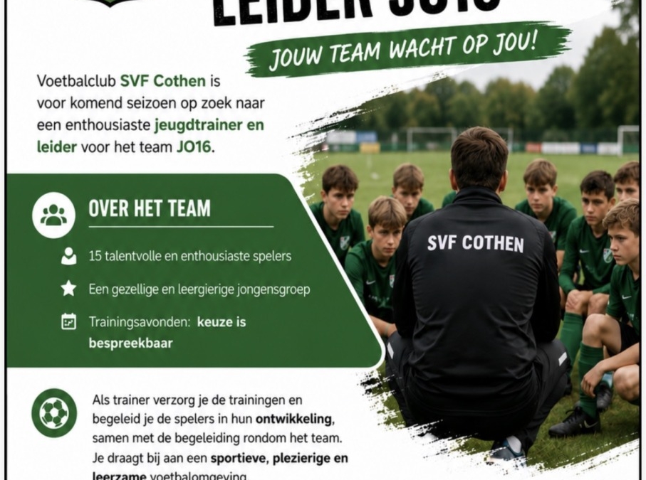 GEZOCHT: TRAINER/LEIDER SVF JO-16